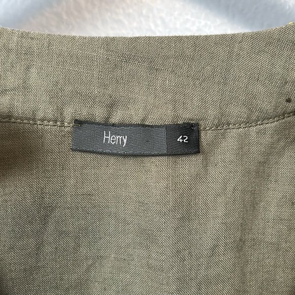 Herry Green Linen Long Belted Beaded Chest Tunic size EUR 42 US 6 - Picture 4 of 11